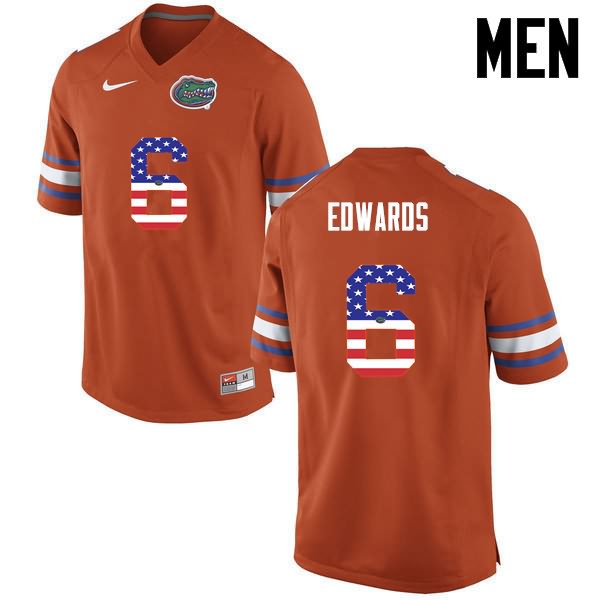 Men's NCAA Florida Gators Brian Edwards #6 Stitched Authentic USA Flag Fashion Nike Orange College Football Jersey WPE3865RH